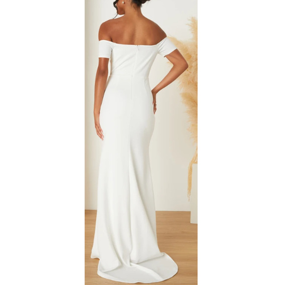 LULU'S SZ M Loveliest Aura White Off-the-Shoulder Mermaid Maxi Dress NEW b33 - Picture 2 of 9